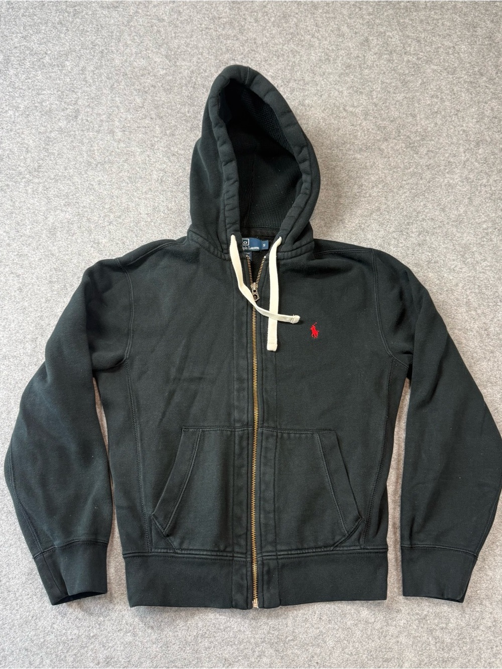 Polo Ralph Lauren Zip Up Hoodie Jacket Small Black Preppy Men’s Sweatshirt Pony